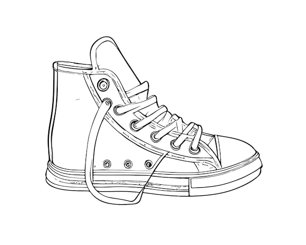 Vector boceto dibujado a mano uso de zapatos de arte de una sola línea para el cartel del logotipo y el fondo