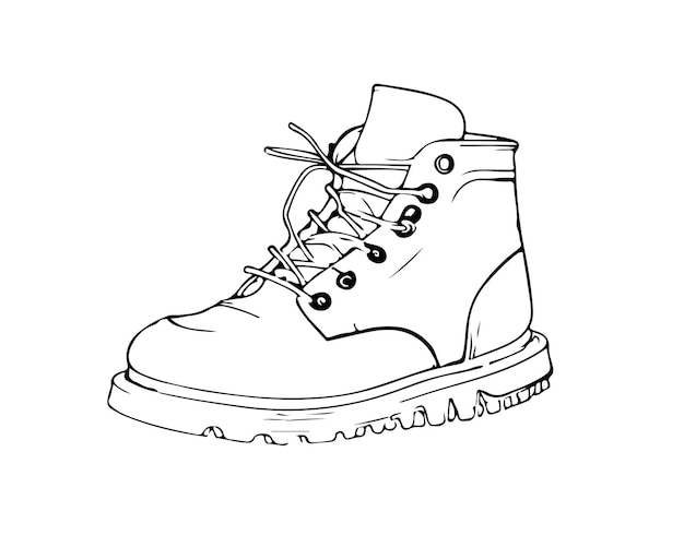 Boceto, dibujado a mano, uso de zapatos de arte de una sola línea para el póster del logotipo y el fondo
