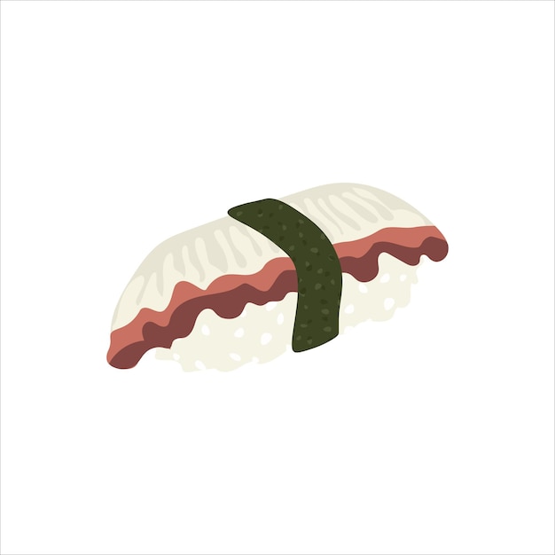 Boceto dibujado vector ilustración de sushi nigiri aislado sobre fondo blanco