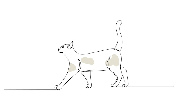 boceto de dibujo lineal de gato caminando sobre un vector de fondo blanco