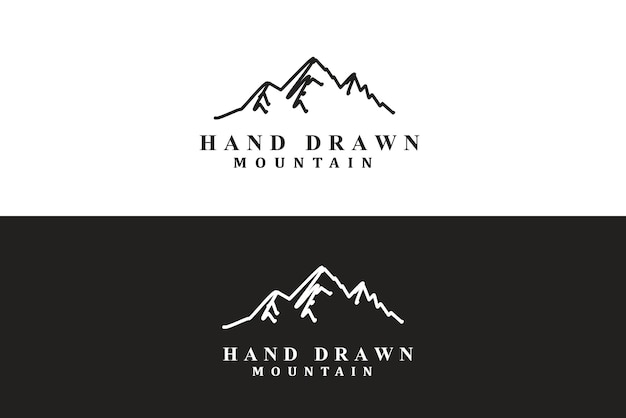 Vector boceto de diseño de logotipo de montaña de arte