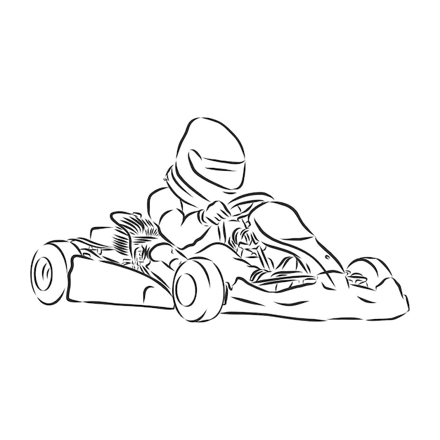 Boceto de karting sport y estilo de vida activo Karting dibujado a mano