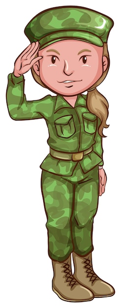 Vector un boceto de una mujer soldado.