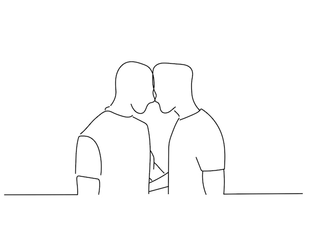 Boceto de pareja gay o ilustración de arte de línea continua