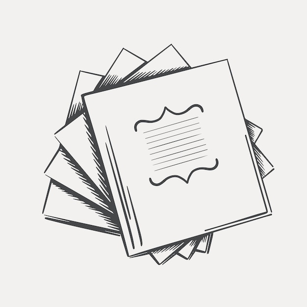 Vector boceto pila de cuadernos dibujados en un vector de fondo claro