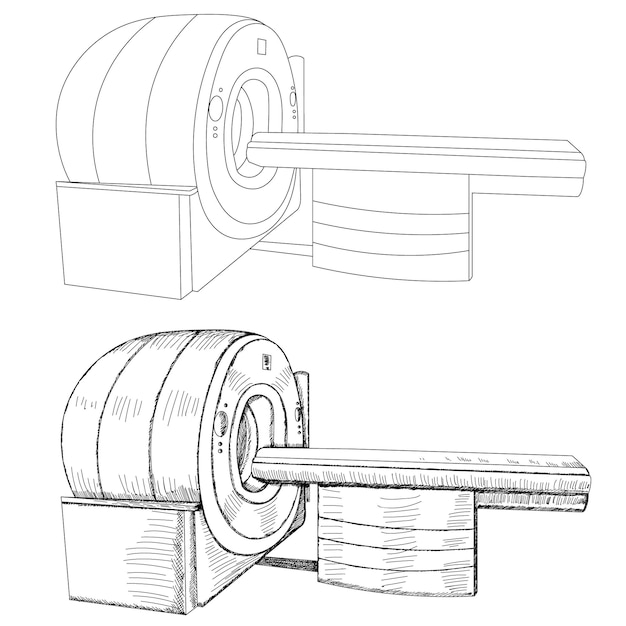 Boceto de resonancia magnética de aparatos médicos, aislado, vector