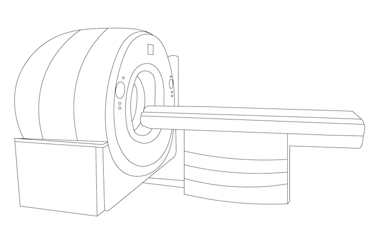 Vector boceto de resonancia magnética de aparatos médicos, vector