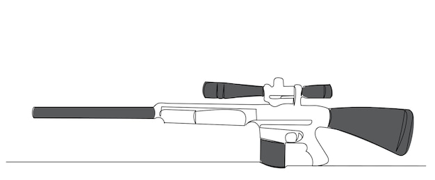 boceto de rifle en vector de fondo blanco