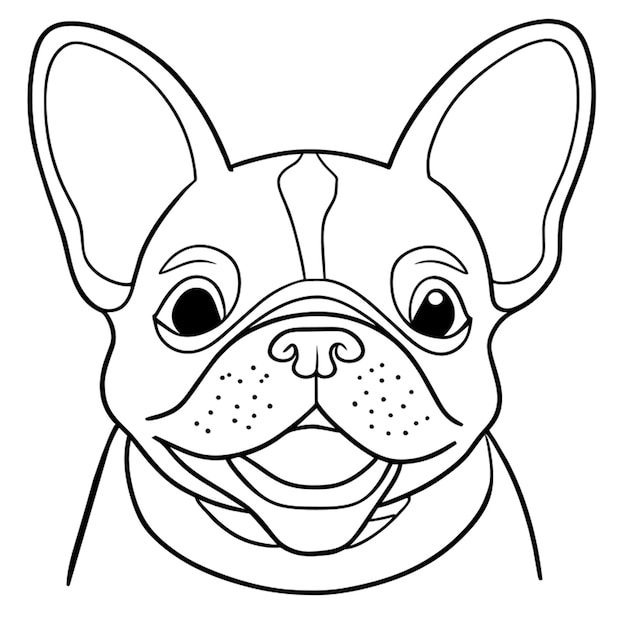boceto sonriente bulldog francés vista delantera ilustración vectorial en blanco y negro arte de línea