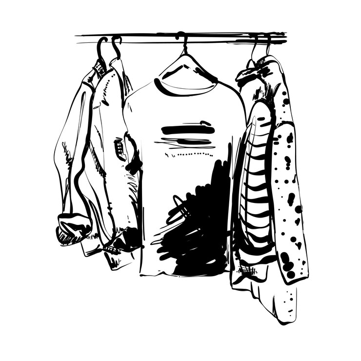 Boceto de vestuario dibujado a mano Ropa en el hambre