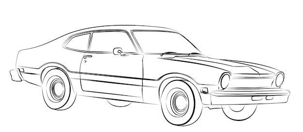 El boceto del viejo coche deportivo