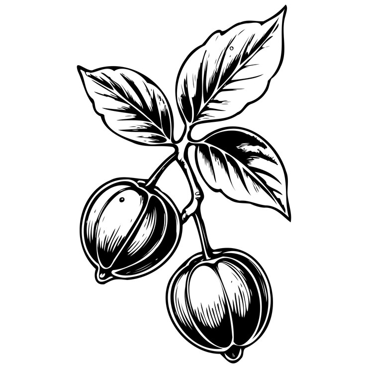 Vector los bocetos de acerola son ilustraciones de frutas dibujadas a mano con fondo transparente