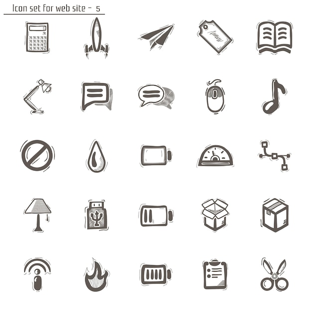 Bocetos de iconos. Aislado en blanco