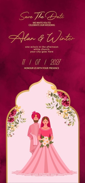 Boda india Guarde la fecha y la invitación