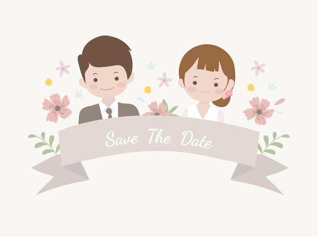 boda linda guardar el vector de ilustración de invitación de fecha