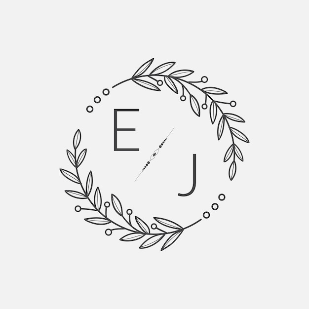Boda de monograma inicial de EJ con línea de círculo creativo