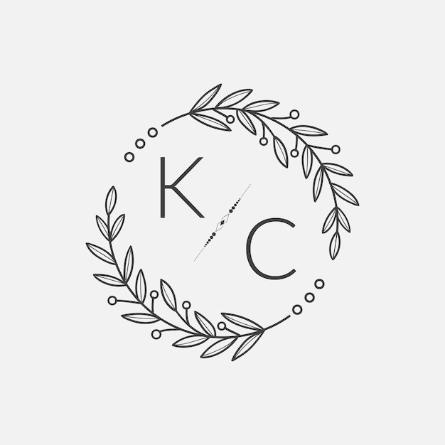 Boda de monograma inicial de KC con línea de círculo creativo