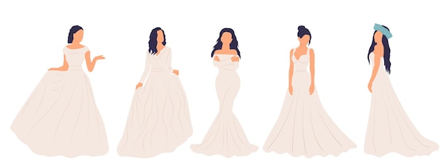 Boda de novias en vector aislado de estilo plano