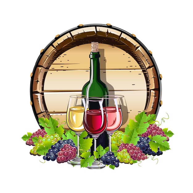 Bodegón de vino y uvas