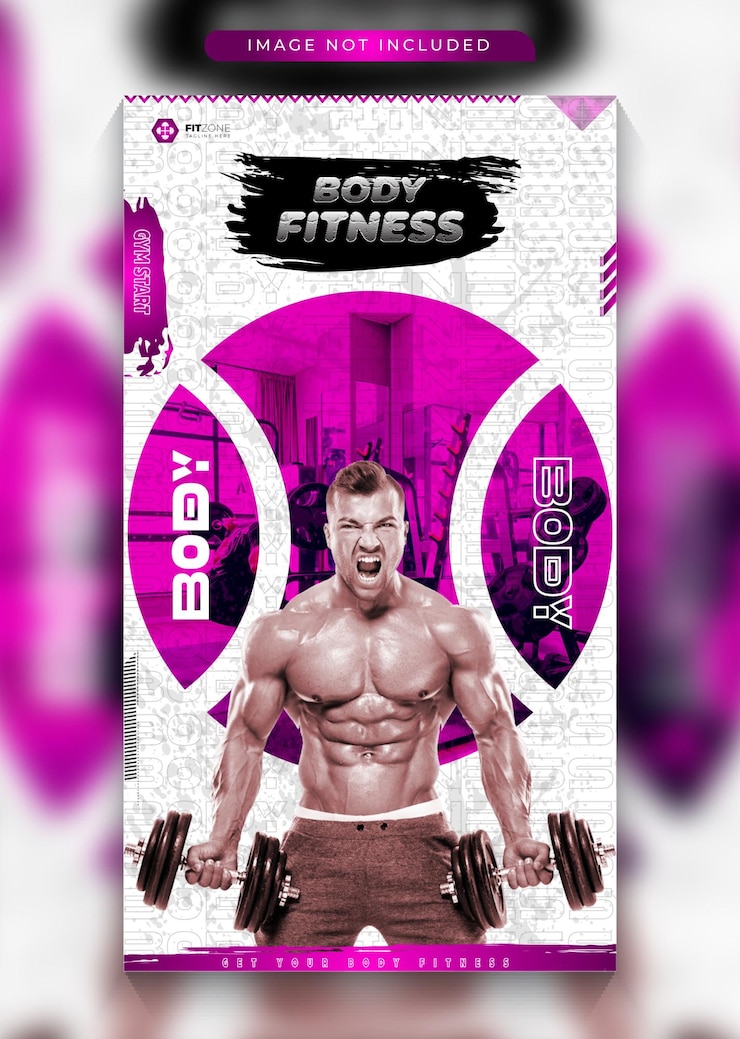 Vector body fitness gym historia o historias de redes sociales y plantilla de banner web vector premium