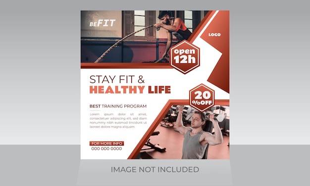 Body fitness Plantilla de diseño de publicación en redes sociales adecuada para negocios de gimnasio