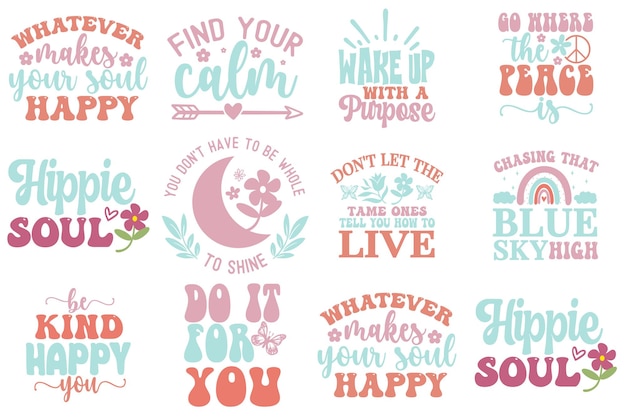 Boho Hippie SVG Bundle Retro inspirador SVG