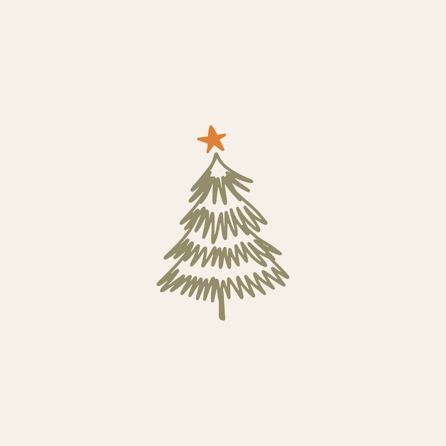 Boho minimalista vector dibujado a mano árboles de navidad simples aislados sobre un fondo claro