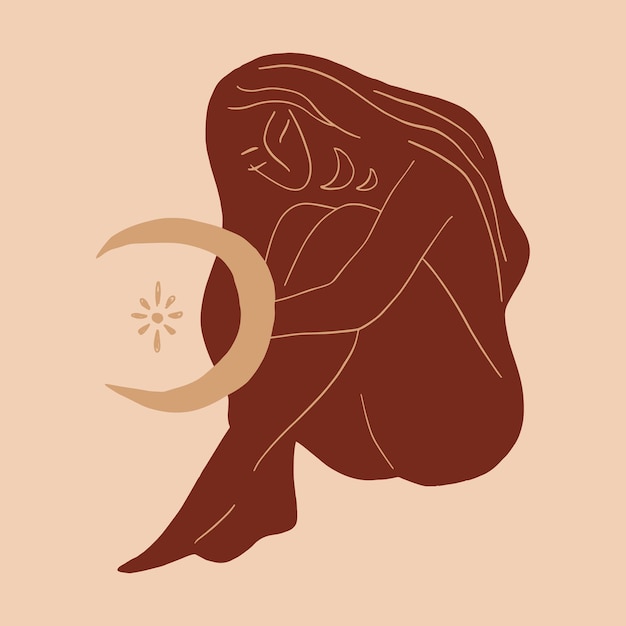 Boho mujer mágica sagrada símbolo místico meditación holística reiki astrología nueva era concepto