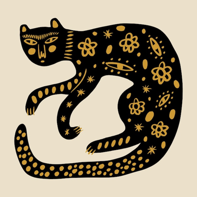 Boho negro leopardo pantera abstracción minimalista moderno arte de la pared folk étnico africano animal print