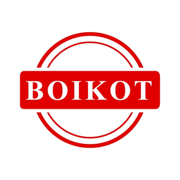 Boicot boicot en indonesia lenguaje círculo vectorial simple rojo rectángulo vectorial efecto de sello de goma