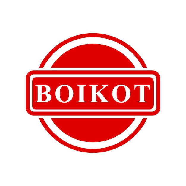 boicot boicot en Indonesia lenguaje círculo vectorial simple rojo rectángulo vectorial efecto de sello de goma