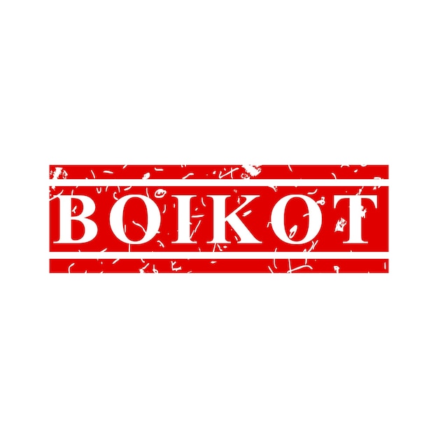 boicot boicot en indonesia lenguaje simple vector rascado sucio rojo simple rectángulo vector efecto sello de goma