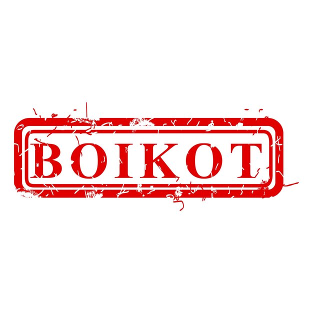boicot boicot en indonesia lenguaje simple vector rascado sucio rojo simple rectángulo vector efecto sello de goma