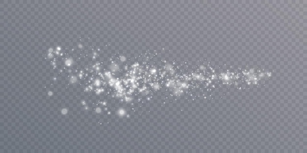 Bokeh abstracto enciende polvo de luz blanca aislado sobre fondo transparente para Navidad y Año Nuevo