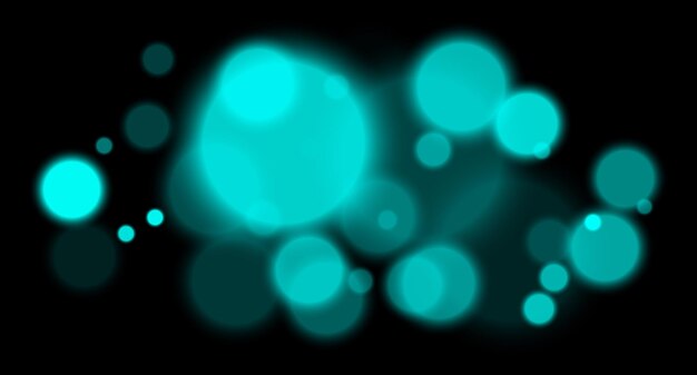 Bokeh azul brillante con partículas de círculo en capas y efecto de desenfoque en fondo negro Crea un visual energético dramático para composiciones digitales