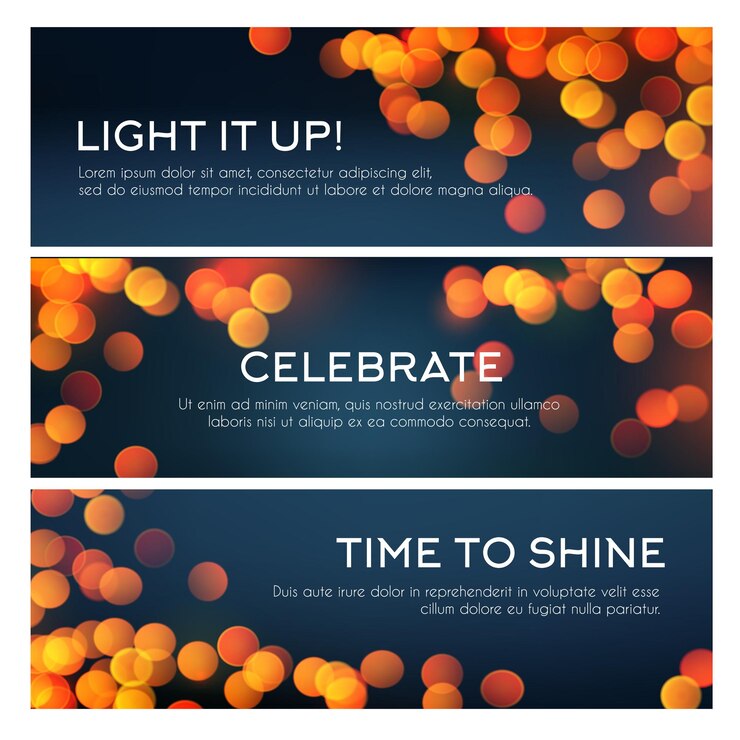 Vector bokeh banner de luces doradas borrosas copia espacio
