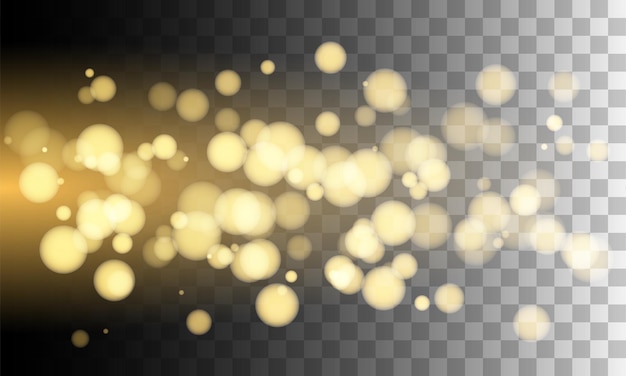 Bokeh de oro y estrellas brillan sobre fondo transparente papel tapiz de fondo brillante festivo para Navidad y Año Nuevo ilustración vectorial en formato eps10