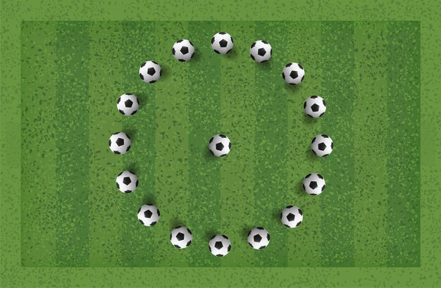 Vector bola abstracta del fútbol del fútbol en campo de hierba verde.