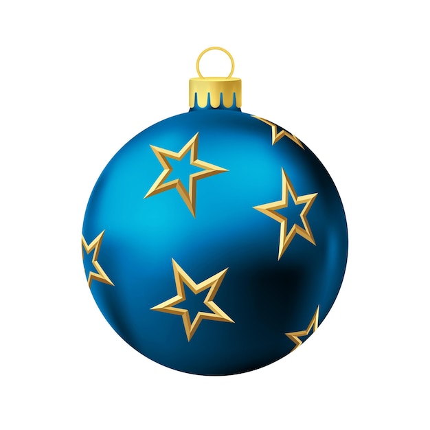 Vector bola de árbol de navidad azul con estrella dorada