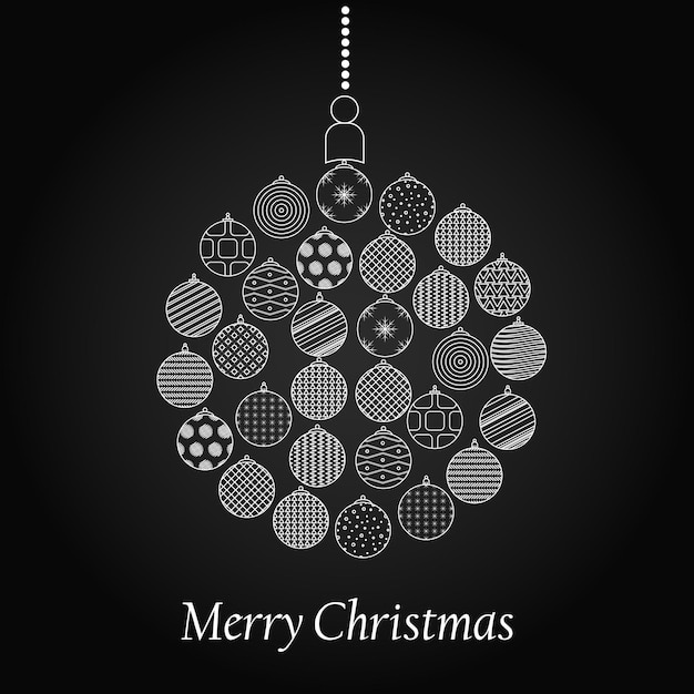 Bola para el árbol de Navidad. Diseño para las vacaciones de año nuevo. Estilo lineal. En blanco y negro. Ilustración vectorial.