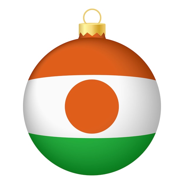 Bola de árbol de navidad con icono de bandera de níger para vacaciones de navidad