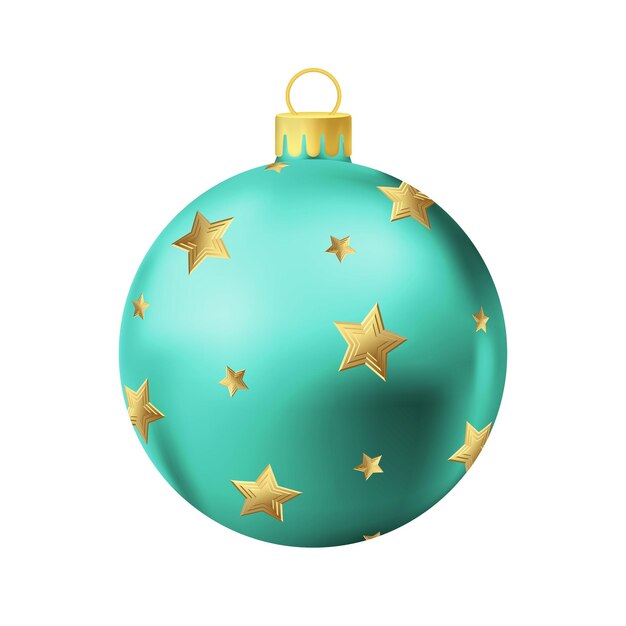 Bola de árbol de Navidad turquesa con estrella dorada