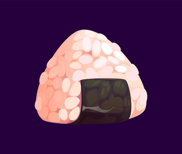 Bola de arroz onigiri japonesa de dibujos animados en algas