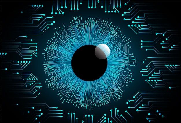 Bola azul del ojo tecnología cibernética abstracta del futuro