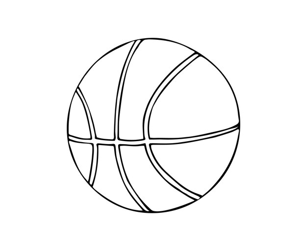 Bola de baloncesto Ilustración dibujada a mano sobre fondo blanco Icono sencillo de baloncestro de cuero