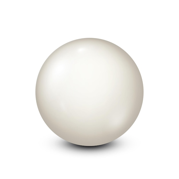 Bola de billar blanca para el billar Ilustración vectorial de fondo blanco