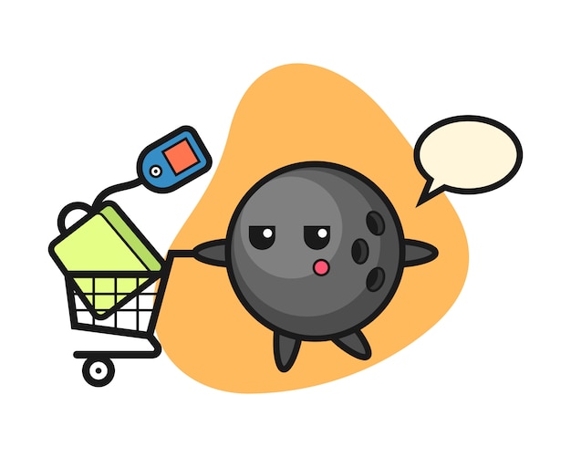 Bola de boliche con un carrito de compras