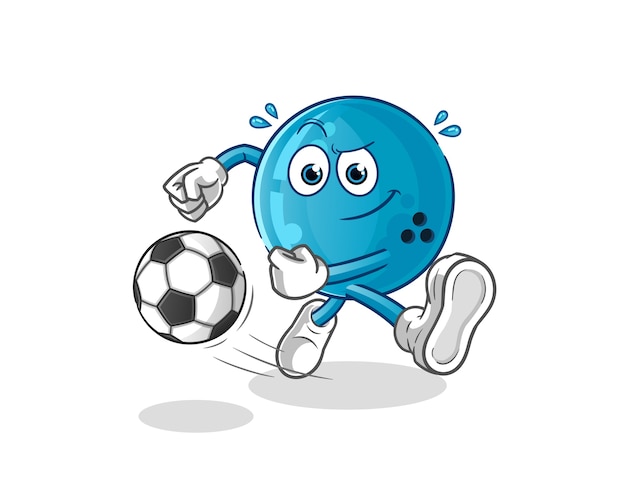 Vector bola de boliche pateando la bola de dibujos animados. mascota de dibujos animados