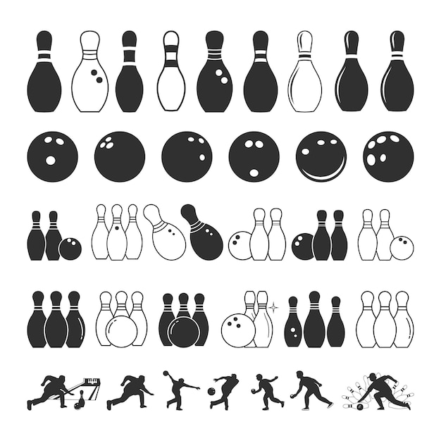 Bola de bolos y alfileres Equipo de bolos SVG Bundle Monograma Marco Amor Escuadrón de bolos Bola y alfieres