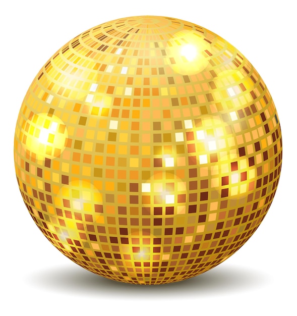 Bola de brillo dorado. Luz de discoteca de fiesta realista